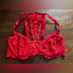 Pink by VS | Ruby red front snap racer back bralette | 34DD